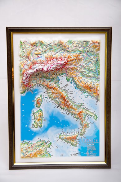Raised Relief Map Of Italy Framed 12 X9 Leave Only Bubbles