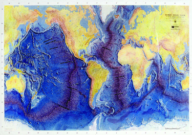 Raised Relief Map Of The Ocean Floor Framed Oak Wood